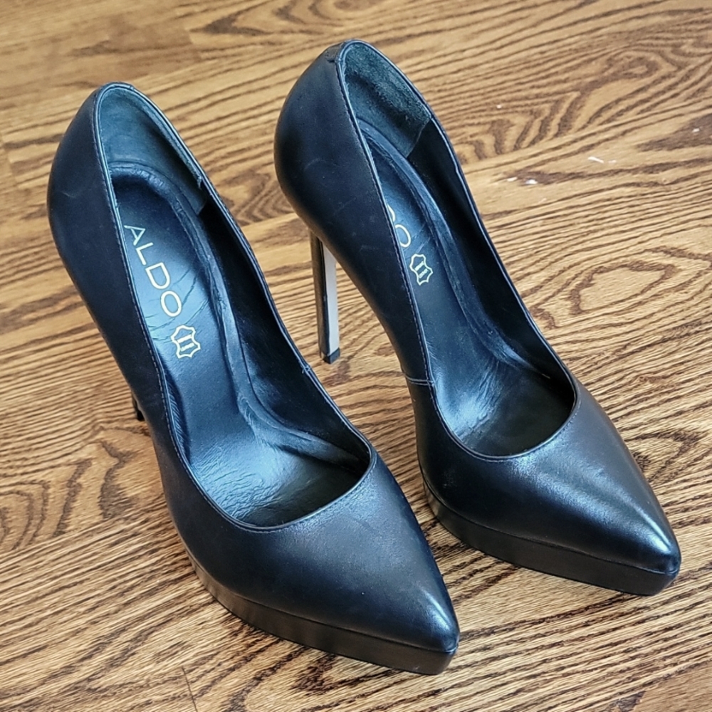 Leather Black Heels